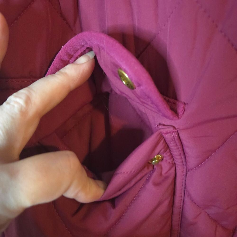 J. Crew Women's Raspberry Colored Quilted Vest Front Pockets Zip Up Size XL - Picture 3 of 10